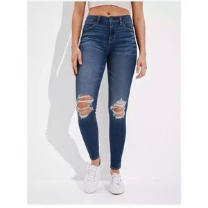 AMERICAN EAGLE NE(X)T LEVEL STRETCH SUPER HI-RISE DISTRESSED JEGGING SIZE 16